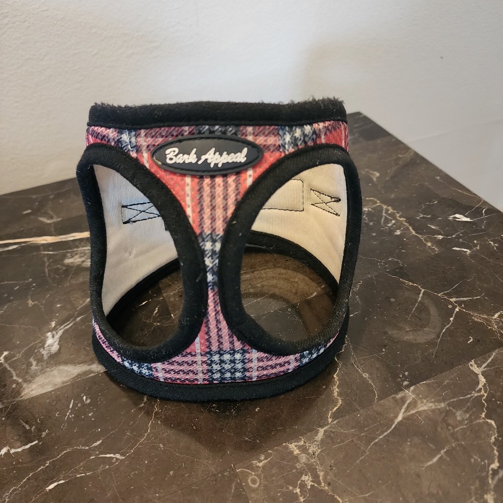 Bark Appeal Step In Pet Harness  in Pink Plaid Size Small